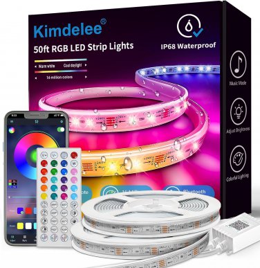 Kimdelee 50Ft 100Ft Waterproof IP68 Outdoor Led Strip Lights, 24V RGB Outdoor Li