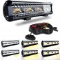 12 Inch 72W LED Light Bar White/Amber Flasing Strobe Light with Six Modes Drivin