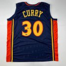 Facsimile Autographed Stephen Steph Curry Golden State Navy Blue Retro Rookie Re