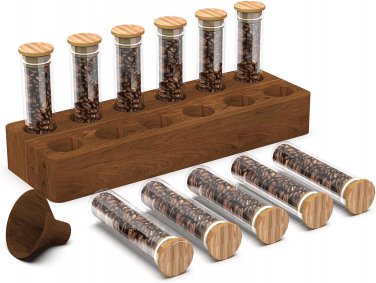 Coffee Beans Container, Single Dose Coffee Bean Storage Cellar with Walnut Wood