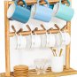 Mug Holder Organizer Coffee Cup Rack for Countertop, 2 Tier Wood Coffee Mug Stan