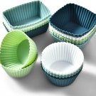 Lldousahy 12Pack Reusable Silicone Cupcake Baking Cups, 3 Shapes of Standard rou