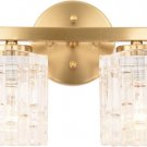 ALICE HOUSE 13.8" Vanity Lights, 2 Light Wall Mount Lighting, Brushed Brass Bath