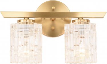 ALICE HOUSE 13.8" Vanity Lights, 2 Light Wall Mount Lighting, Brushed Brass Bath