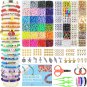 7200 Pcs Clay Beads Bracelet Making Kit, Preppy Friendship Flat Polymer Heishi B