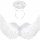 White Angel Wings and Halo,Angel Wings for Kids and Women,Fairy Wings Halloween