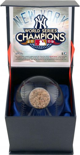 New York Yankees 2009 MLB World Series Champions Crystal Baseball with Game-Used