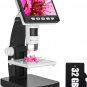 LCD Digital Microscope, 4.3 Inch Coin Microscope 50X-1000X USB Soldering Microsc