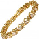 Tennis Bracelet & round Cut CZ [6 Colors Available] in Yellow Gold Plated, 7"
