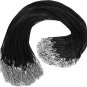 100Pcs Leather Necklace Cord with Clasps, Rope Necklace String, Black Necklace C