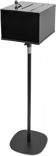 Suggestion Box with Stand, Heavy Duty Metal Offering Box, Locking Floor Standing