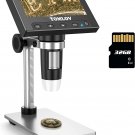 DM4 Coin Microscope 1000X with 4.3" Screen, 720P LCD Microscope with Metal Stand