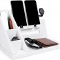 -Wood Phone Docking Station - Nightstand Organizer - Wallet Watch Stand - Dual S