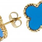Clover Earrings Stainless Steel Stud Earrings for Women (BULE)