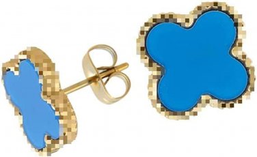 Clover Earrings Stainless Steel Stud Earrings for Women (BULE)