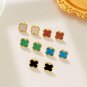 Clover Earrings Stainless Steel Stud Earrings for Women (BULE)