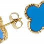 Clover Earrings Stainless Steel Stud Earrings for Women (BULE)