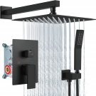 Matte Black Rainfall Shower System 12 Inch Shower Head Combo Set with Handheld S