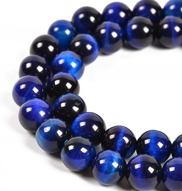 45Pcs 8Mm Natural Sapphire Tiger'S Eye Gemstone round Spacer Loose Stone Beads f
