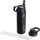 Double Wall Vacuum Insulated Stainless Steel Water Bottle with Two Lids, 24 Ounc