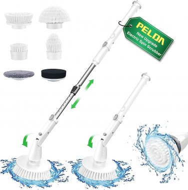 Electric Spin Scrubber, 520RPM Cordless Cleaning Brush with 6 Replaceable Brush