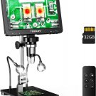 DM9 Pro 7" HDMI Digital Microscope 1200X with IPS Screen, 1080P 16MP Coin Micros