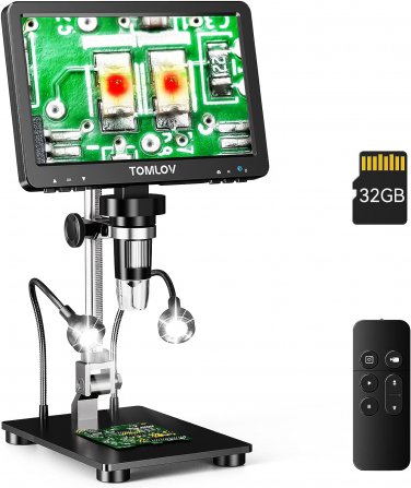 DM9 Pro 7" HDMI Digital Microscope 1200X with IPS Screen, 1080P 16MP Coin Micros