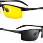 Set of 2 HD Day and Night Driving Glasses - Polarized Sunglasses and Yellow Nigh