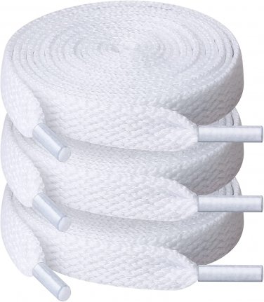 3 Pair Flat Shoe Laces, 5/16" Wide Shoelaces for Athletic Running Sneakers Shoes