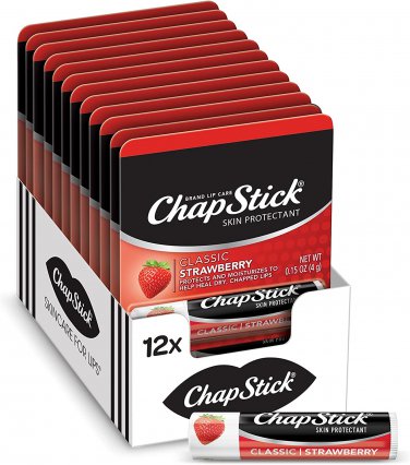 Chapstick Classic Strawberry Lip Balm Tubes, Lip Care and Lip Moisturizer - 0.15