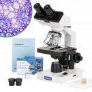 40X-2000X LED Binocular Compound Lab Microscope W/ Double Layer Mechanical Stage