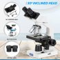 40X-2000X LED Binocular Compound Lab Microscope W/ Double Layer Mechanical Stage