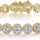 Tennis Bracelet for Women 1 Row 18K Yellow Gold/White Gold Plated 5Mm round Cubi