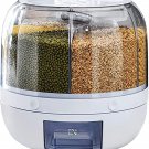 Cereal Dispenser Rice Bucket Dispenser 6 Grid 360° Rotating Rice Container Autom