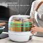 Cereal Dispenser Rice Bucket Dispenser 6 Grid 360° Rotating Rice Container Autom