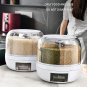 Cereal Dispenser Rice Bucket Dispenser 6 Grid 360° Rotating Rice Container Autom