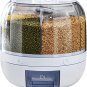 Cereal Dispenser Rice Bucket Dispenser 6 Grid 360° Rotating Rice Container Autom