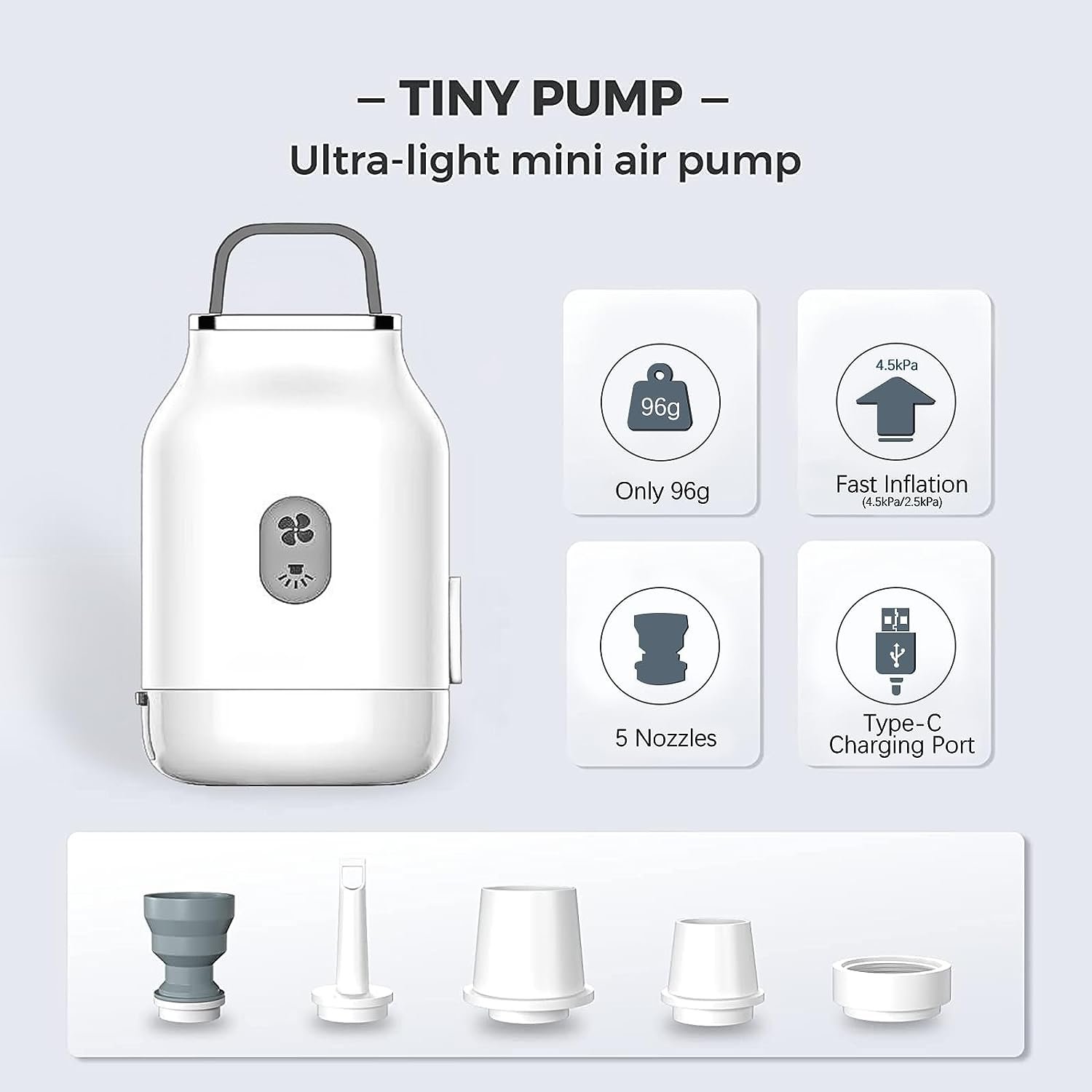 Portable Air Pump For Inflatables: 4000mAh Type-C Rechargeable Battery