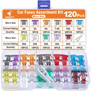 120Pcs Car Fuse Kit - Replacement Fuses Assortment Kit for Car/Rv/Truck/Motor (2