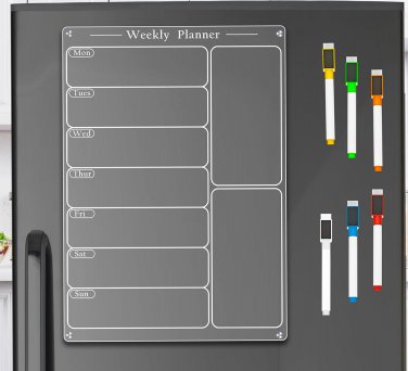 Acrylic Magnetic Menu Board for Kitchen,Acrylic Weekly Calendar for Fridge,Acryl