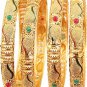 Bangles Indian Rajasthani Handmade Meena Work Gold Plated Ad Size 2.8 Inch Norma