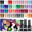 35 PCS Gel Nail Polish Set- Gel Nail Kit with 32 Colors Gel Polish Kit Base Coat