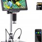 DM201 Pro HDMI Digital Microscope 1200X,10 Inch Stand Included, 7" LCD Digital M
