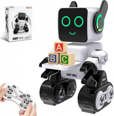 Rechargeable RC Robot Toy for Kids - Interactive Intelligent LED Light, Speaks,