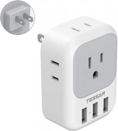 US to Japan Plug Adapter, 2 Prong to 3 Prong Outlet Adapter with 4 AC Outlets 3