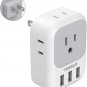 US to Japan Plug Adapter, 2 Prong to 3 Prong Outlet Adapter with 4 AC Outlets 3