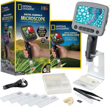 Digital Microscope for Kids &acirc;�� 40-Piece Handheld Microscope, Lightweight, Portabl