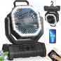 20000Mah Camping Fan with LED Light, Rechargeable Battery Powered Fans for Campi