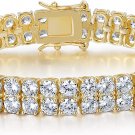 Tennis Bracelets for Women Men 18K Yellow Gold/White Gold Plated 2 Row 4.0 round