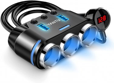 Cigarette Lighter Adapter, Car Charger Adapter 3 Socket Cigarette Lighter Splitt